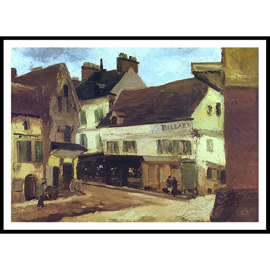 A Square in La Roche Guyon 1867, A New Print Of a Camille Pissaro Painting