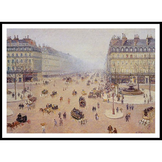 Avenue de lOpera Place du Thretre Francais Misty Weather 1898, A New Print Of a Camille Pissaro Painting