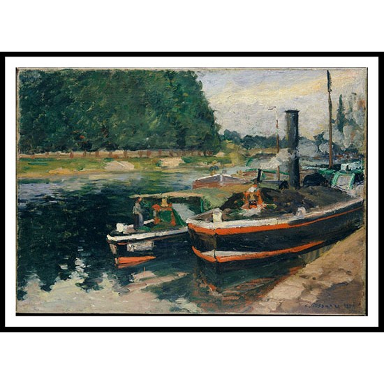 Barges at Pontoise 1876, A New Print Of a Camille Pissaro Painting