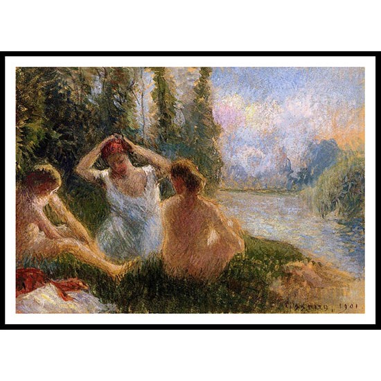 Bathers Seated on the Banks of a River 1901, A New Print Of a Camille Pissaro Painting