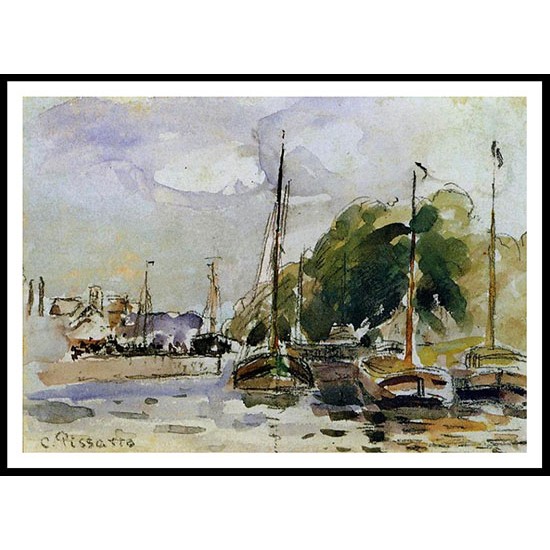 Boats at Dock, A New Print Of a Camille Pissaro Painting