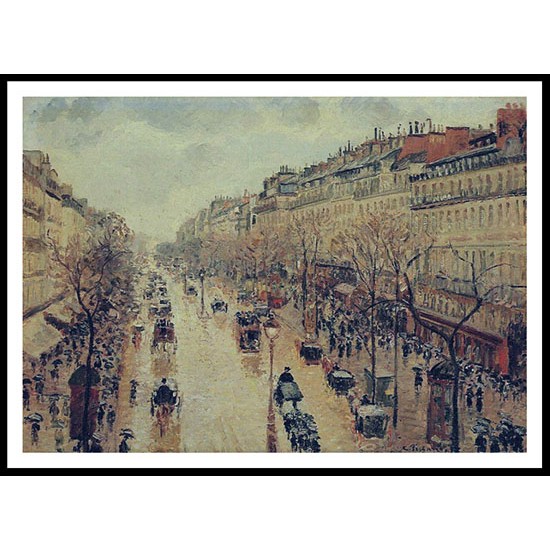 Boulevard Montmartre Afternoon in the Rain 1897, A New Print Of a Camille Pissaro Painting