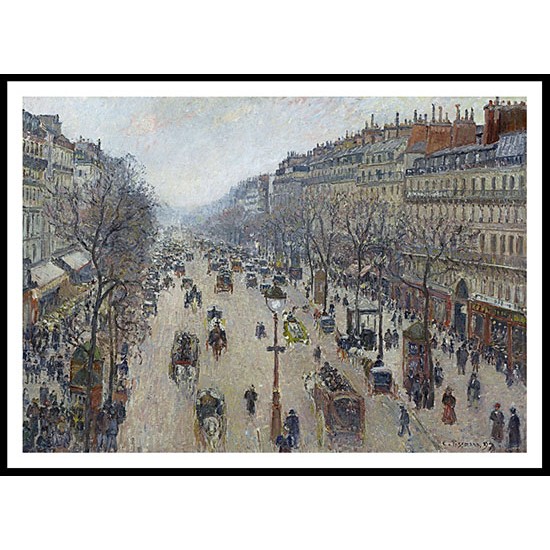 Boulevard Montmartre Morning Grey Weather 1897, A New Print Of a Camille Pissaro Painting