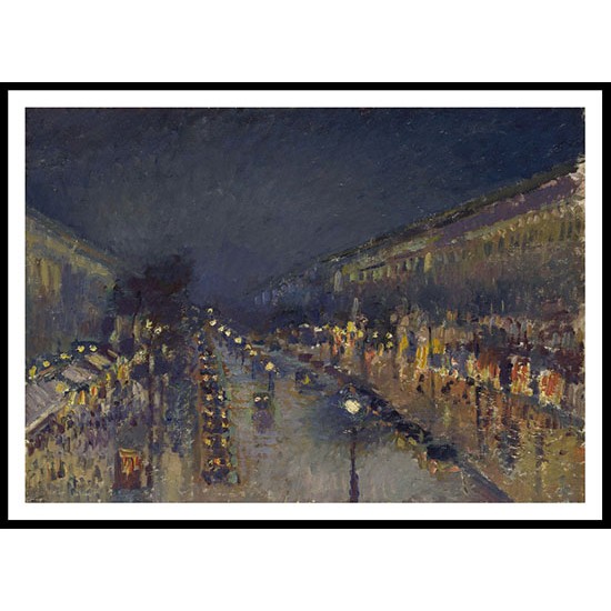 Boulevard Montmartre Night Effect 1897, A New Print Of a Camille Pissaro Painting