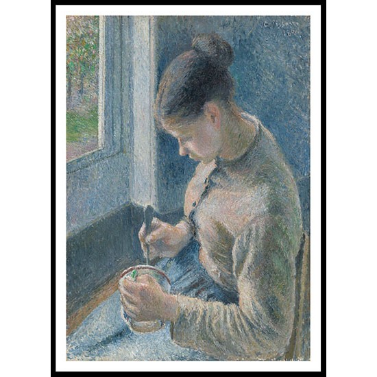 Breakfast Young Peasant Woman Taking Her Coffee 1881, A New Print Of a Camille Pissaro Painting