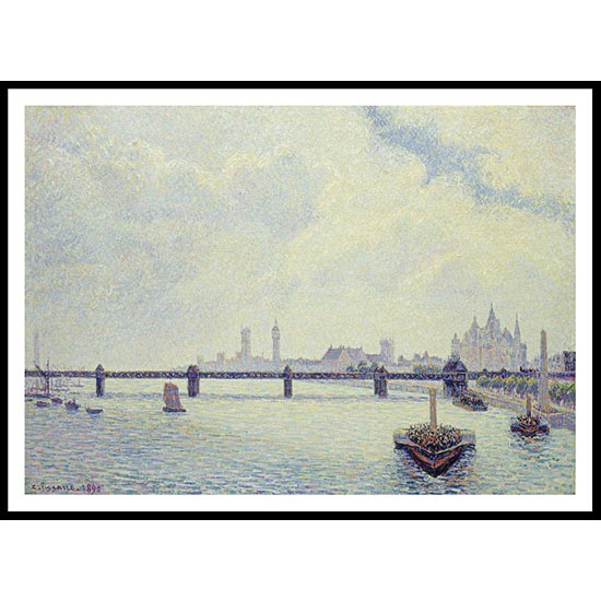 Charing Cross Bridge London 1890, A New Print Of a Camille Pissaro Painting