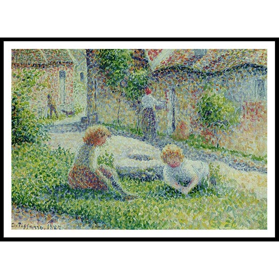 Children near the Farm 1887, A New Print Of a Camille Pissaro Painting