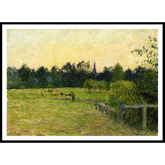 Cowherd in a Field at Eragny 1890, A New Print Of a Camille Pissaro Painting