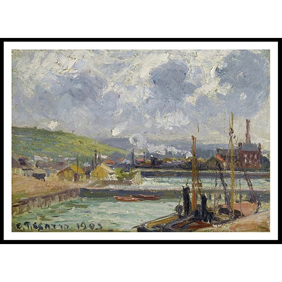 Fishing Boats at the Basin of Quesne Dieppe Sun and Clouds 1902, A New Print Of a Camille Pissaro Painting