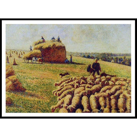 Flock of Sheep in a Field after the Harvest 1889, A New Print Of a Camille Pissaro Painting