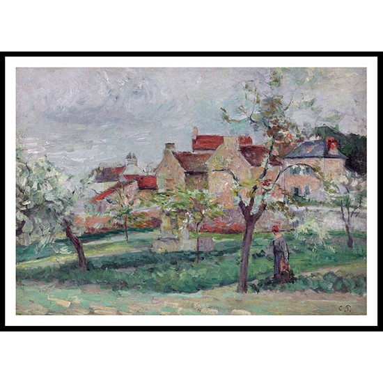 Flowering Plum Trees Pontois 1876, A New Print Of a Camille Pissaro Painting