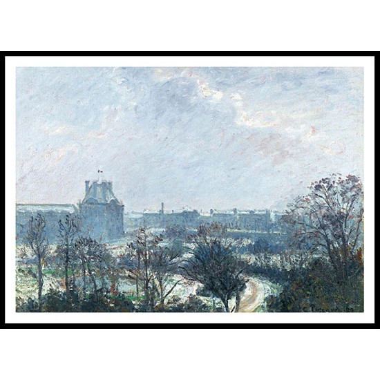 Garden of Louvre and Pavilion de Flore Snow Effect 1899, A New Print Of a Camille Pissaro Painting