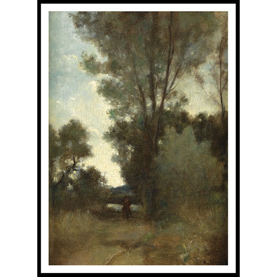 Horseman in the Forest 1859, A New Print Of a Camille Pissaro Painting