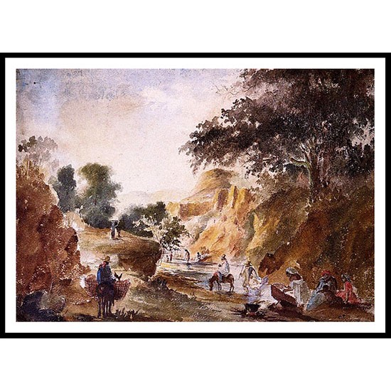 Landscape with Figures by a River 1953 54, A New Print Of a Camille Pissaro Painting