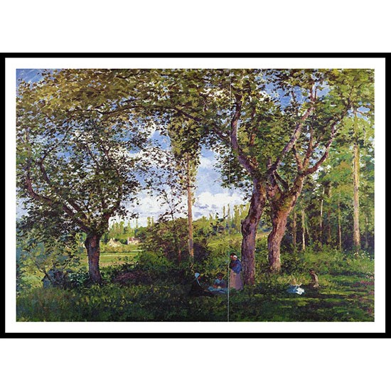 Landscape with Strollers Relaxing under the Trees 1872, A New Print Of a Camille Pissaro Painting