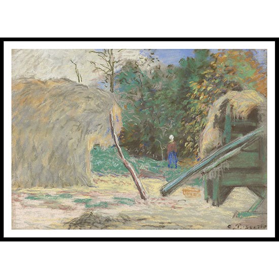 Landscape with Tresher at Montfoucault 1875, A New Print Of a Camille Pissaro Painting