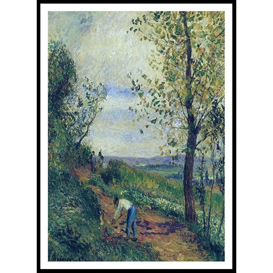 Landscape with a Man Digging 1877, A New Print Of a Camille Pissaro Painting