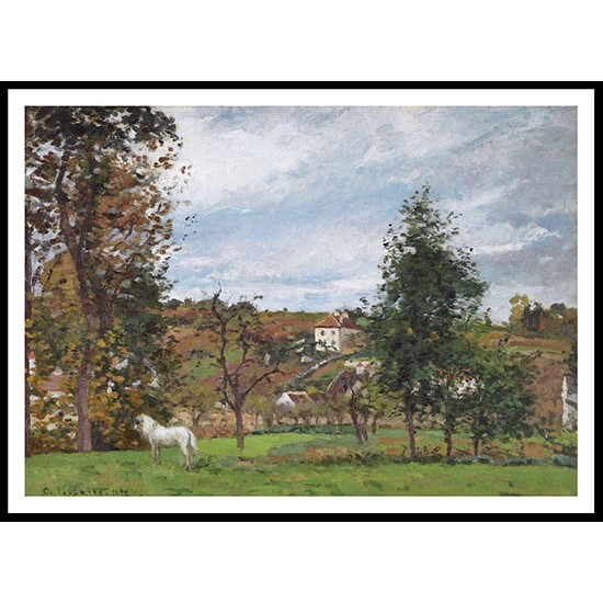 Landscape with a White Horse in a Meadow LHermitage 1872, A New Print Of a Camille Pissaro Painting Landscape with a White Horse in a Meadow LHermitage 1872, A New Print Of a Camille Pissaro Painting