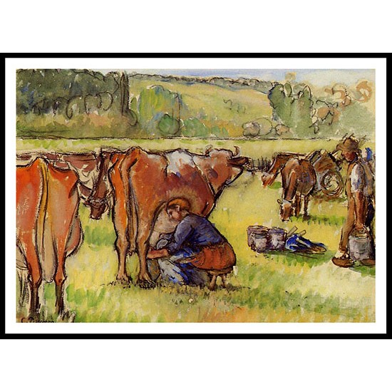 Milking Cows, A New Print Of a Camille Pissaro Painting