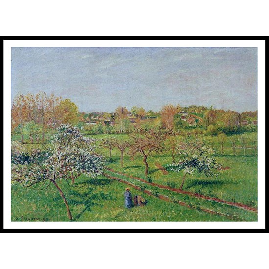 Morning Flowering Apple Trees Eragny 1898, A New Print Of a Camille Pissaro Painting