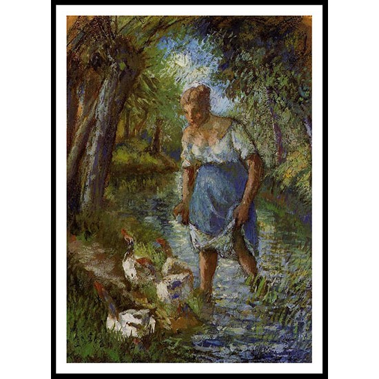 Peasant Crossing a Stream 1894, A New Print Of a Camille Pissaro Painting