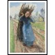 Peasant Girl Carrying Brushwood, A New Print Of a Camille Pissaro Painting