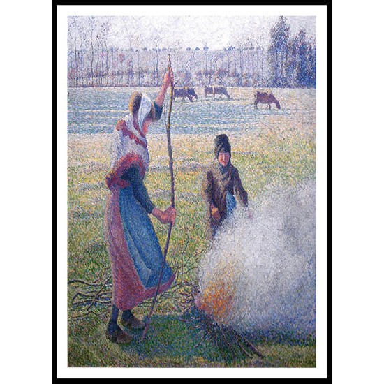 Peasant Girl Lighting a Fire 1888, A New Print Of a Camille Pissaro Painting