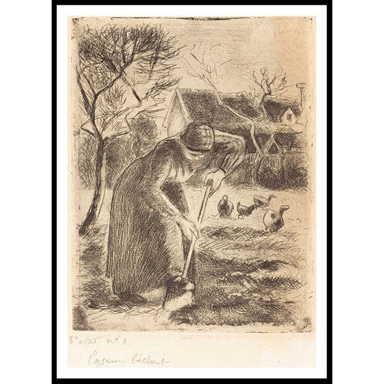 Peasant Laboring 1890, A New Print Of a Camille Pissaro Painting