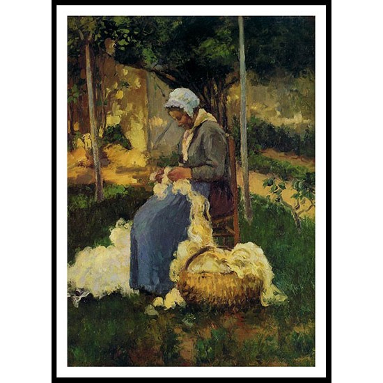 Peasant Woman Carding Wool 1875, A New Print Of a Camille Pissaro Painting