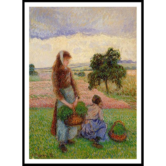 Peasant Woman Carrying a Basket 1888, A New Print Of a Camille Pissaro Painting