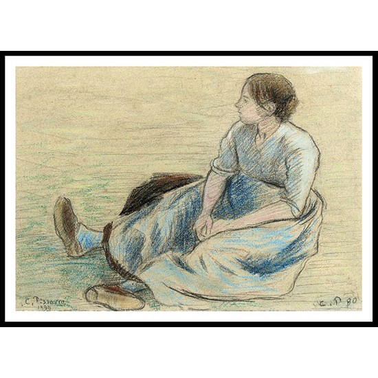 Peasant Woman Resting 1890, A New Print Of a Camille Pissaro Painting