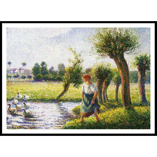 Peasant Woman Watching the Geese 1890, A New Print Of a Camille Pissaro Painting