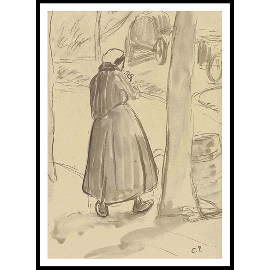 Peasant Woman from the Back, A New Print Of a Camille Pissaro Painting