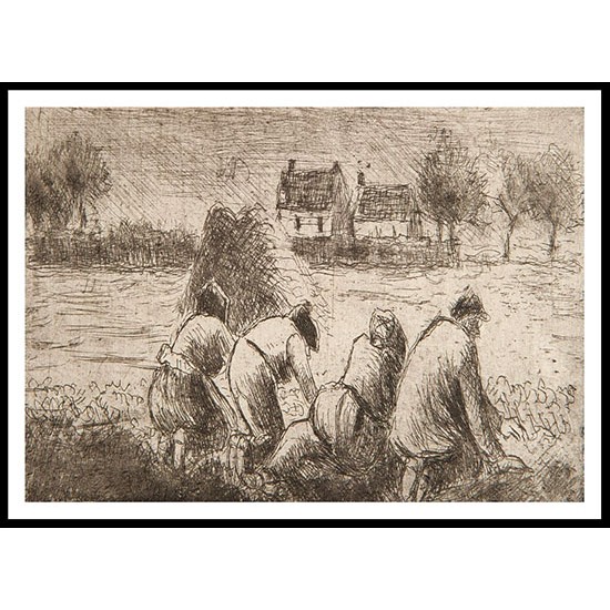 Peasants in the Fields 1891, A New Print Of a Camille Pissaro Painting