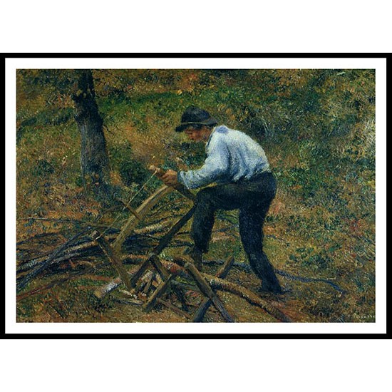 Pere Melon Sawing Wood 1879, A New Print Of a Camille Pissaro Painting