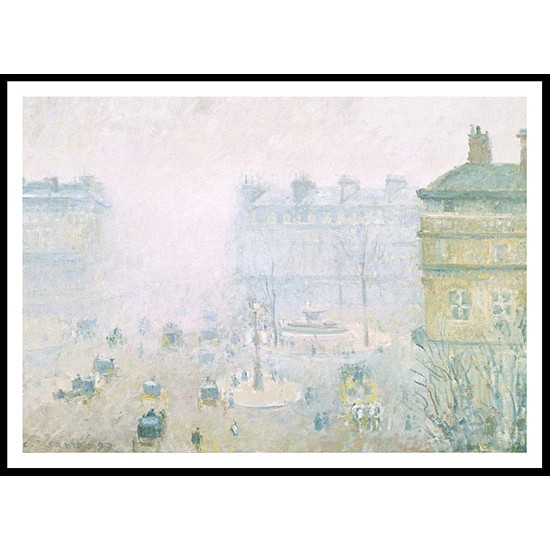 Place du Theatre Francais Fog Effect 1897, A New Print Of a Camille Pissaro Painting