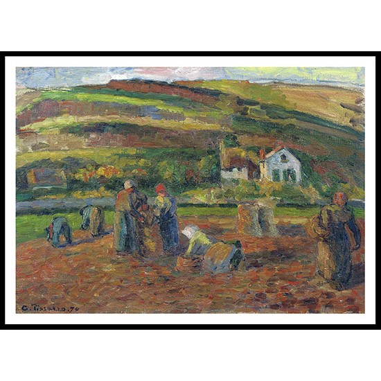 Potato Harvest Pontoise 1874, A New Print Of a Camille Pissaro Painting