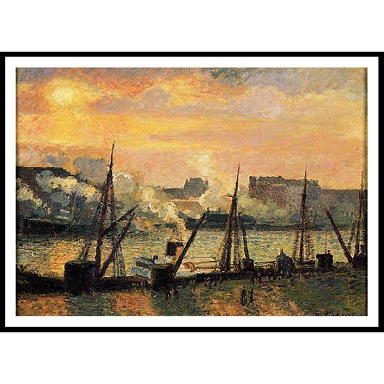 Quay in Rouen Sunset 1896, A New Print Of a Camille Pissaro Painting