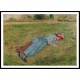 Resting Peasant Girl Lying on the Grass Pontoise 1882, A New Print Of a Camille Pissaro Painting