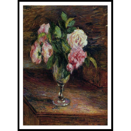 Roses in a Glass 1877, A New Print Of a Camille Pissaro Painting