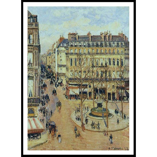 Rue Saint Honore   Morning Sun Effect Place du Theatre Francais 1898, A New Print Of a Camille Pissaro Painting