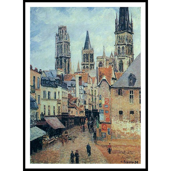 Rue de lEppicerie Rouen   Morning Grey Weather 1898, A New Print Of a Camille Pissaro Painting