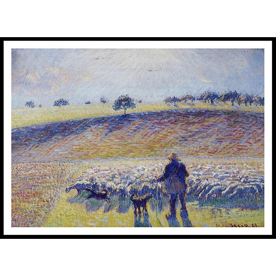 Shepherd and Sheep 1888, A New Print Of a Camille Pissaro Painting