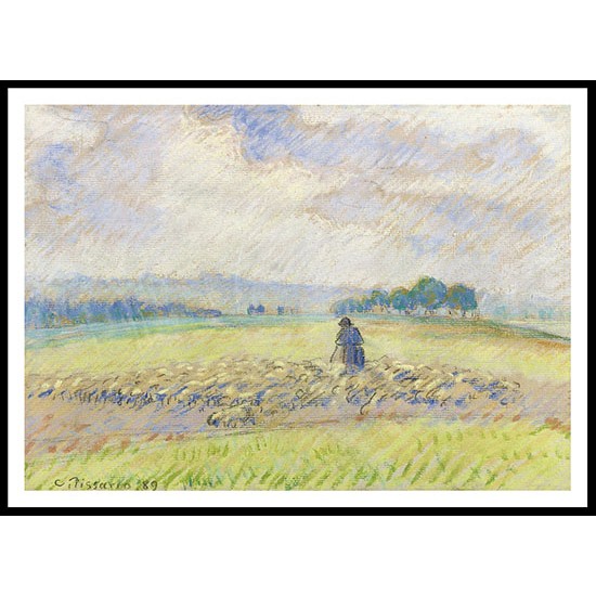 Shepherd and Sheep Eragny 1889, A New Print Of a Camille Pissaro Painting