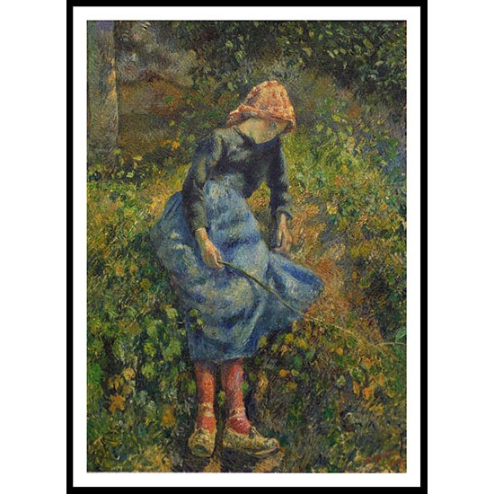 Shepherdess Young Peasant Girl with a Stick 1881, A New Print Of a Camille Pissaro Painting