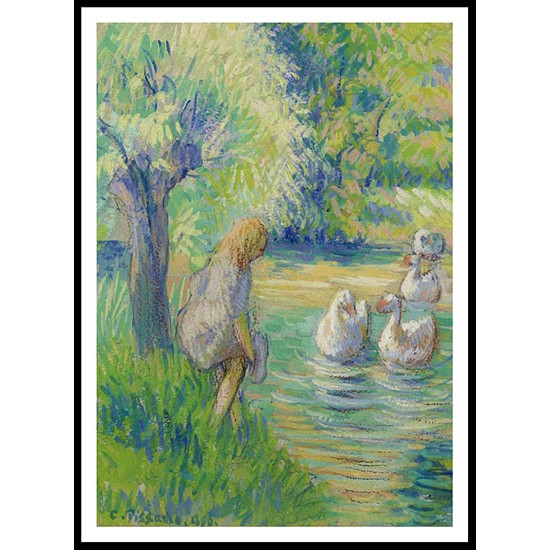 Shepherdess and the Geese Eragny 1890, A New Print Of a Camille Pissaro Painting