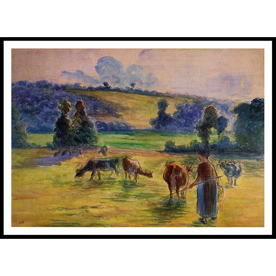 Study for Cowherd at Eragny 1884, A New Print Of a Camille Pissaro Painting