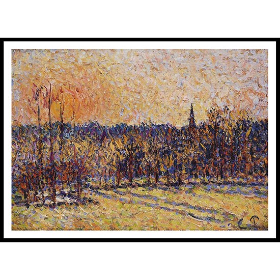 Sunset Bazincourt Steeple 1890, A New Print Of a Camille Pissaro Painting