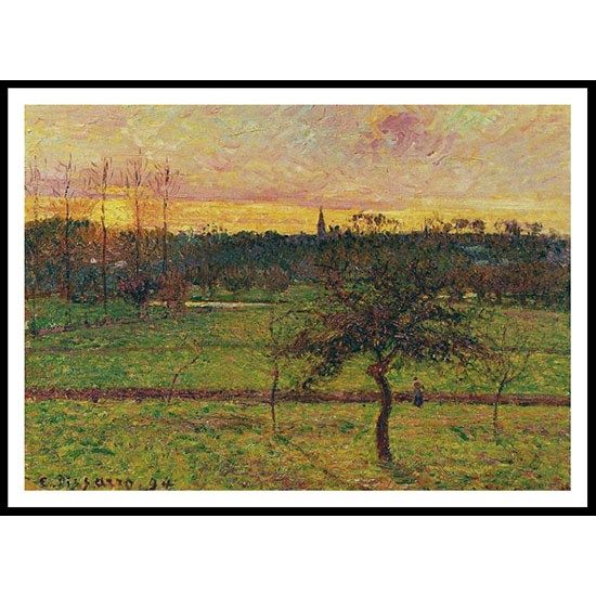 Sunset at Eragny 1894, A New Print Of a Camille Pissaro Painting