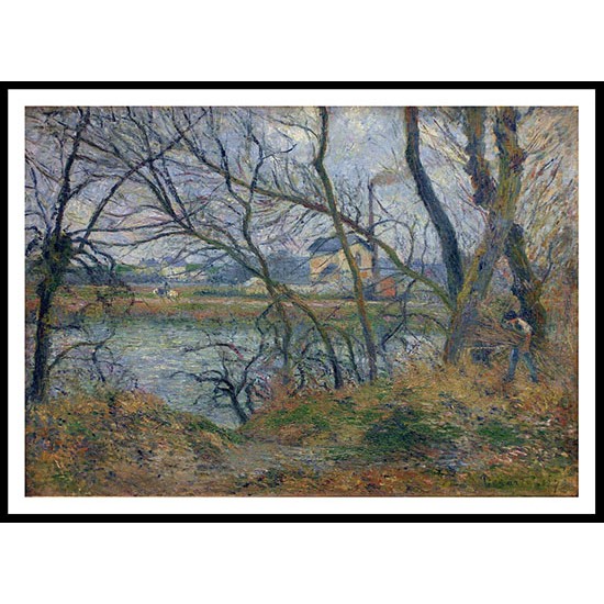 The Banks of the Oise near Pontoise Grey Weather 1877, A New Print Of a Camille Pissaro Painting